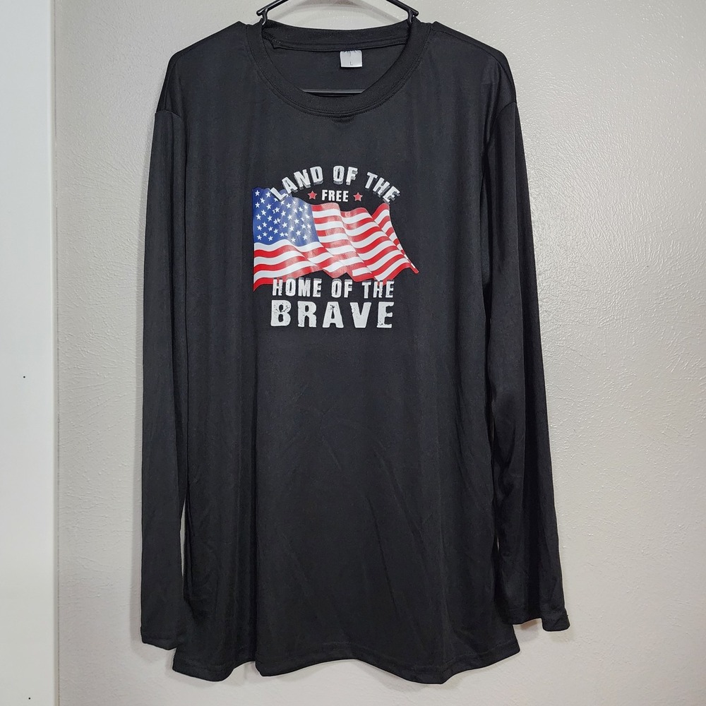 Land Of The Free‎ Men's Long Sleeve Size  Large Black